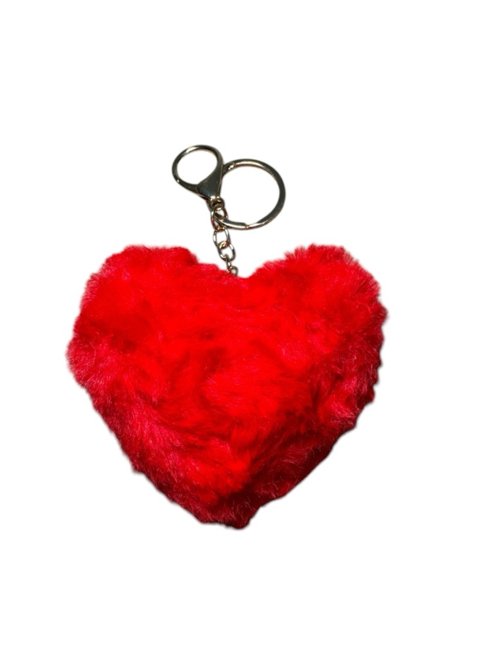 Fuzzy Red Heart Bag Charm Keychain